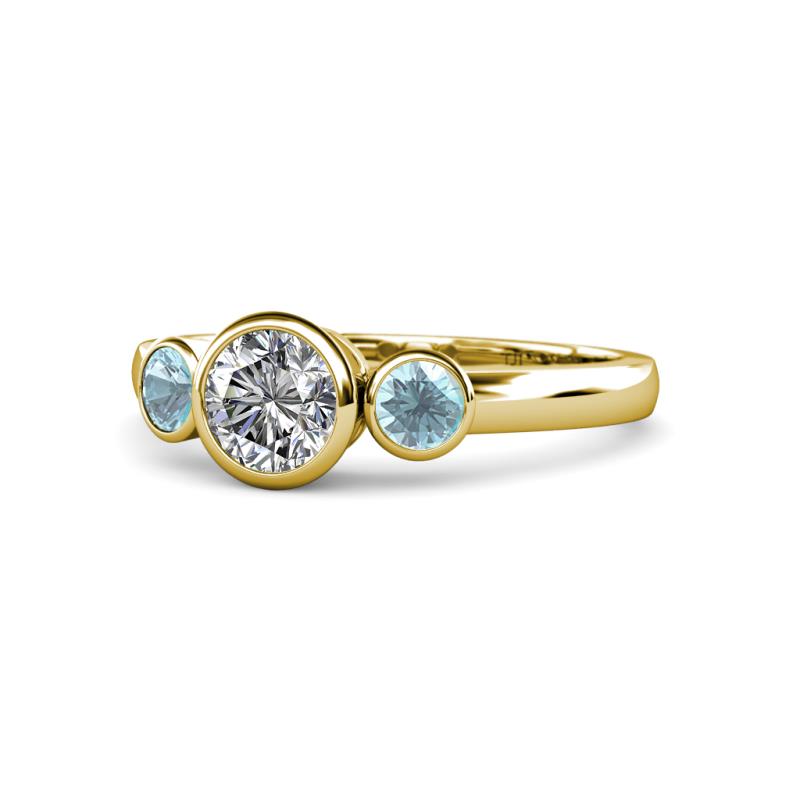 Avrit Aquamarine and Lab Grown Diamond Three Stone Engagement Ring 