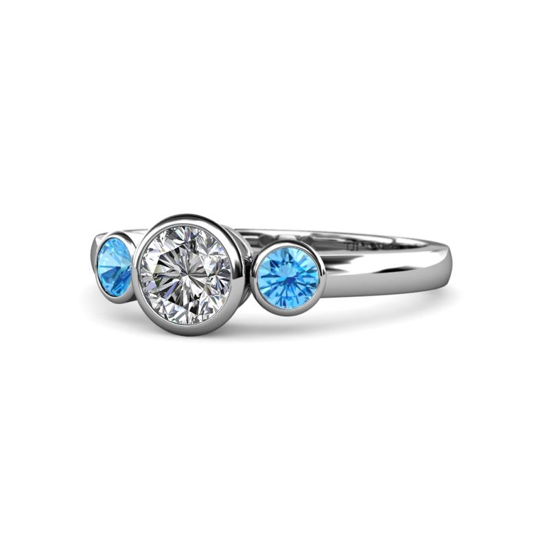 Avrit Blue Topaz and Lab Grown Diamond Three Stone Engagement Ring 