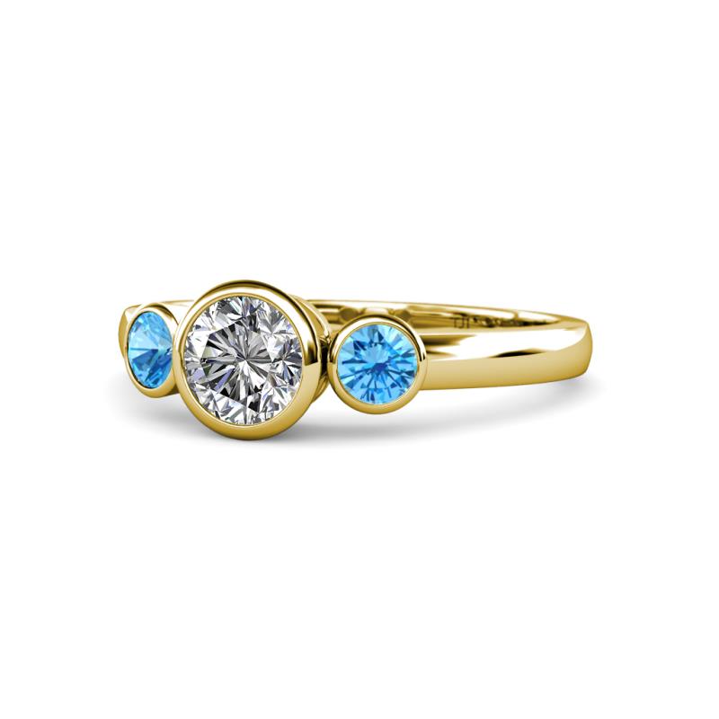 Avrit Blue Topaz and Lab Grown Diamond Three Stone Engagement Ring 