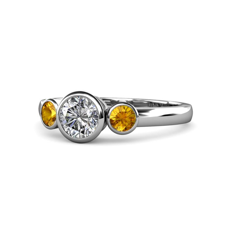 Avrit Citrine and Lab Grown Diamond Three Stone Engagement Ring 