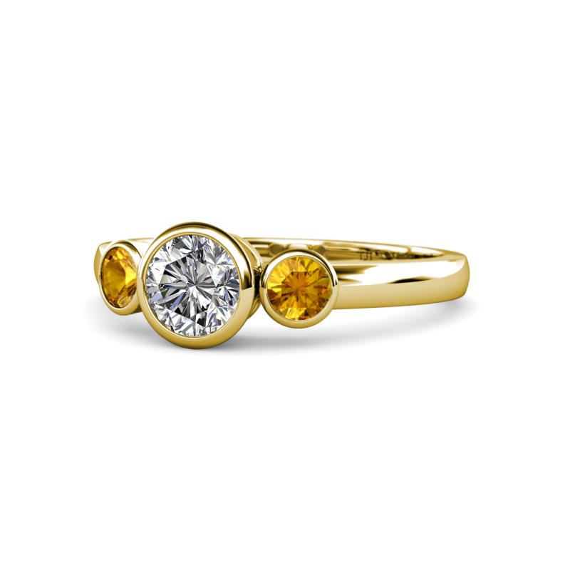 Avrit Citrine and Lab Grown Diamond Three Stone Engagement Ring 