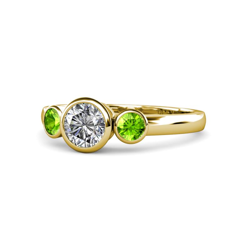 Avrit Peridot and Lab Grown Diamond Three Stone Engagement Ring 
