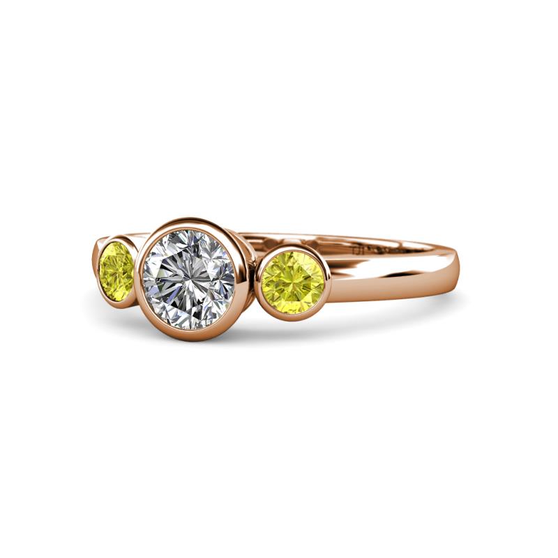 Avrit Yellow Diamond and White Lab Grown Diamond Three Stone Engagement Ring 