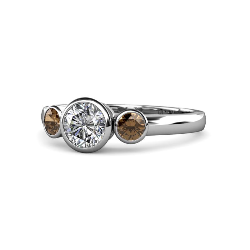 Avrit Smoky Quartz and Lab Grown Diamond Three Stone Engagement Ring 