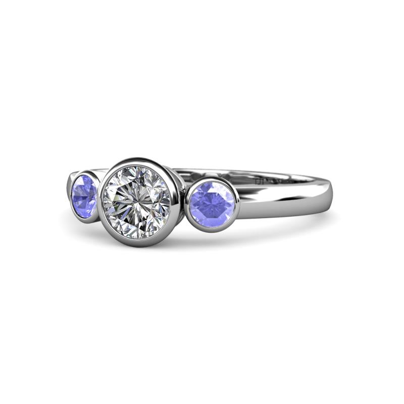 Avrit Tanzanite and Lab Grown Diamond Three Stone Engagement Ring 