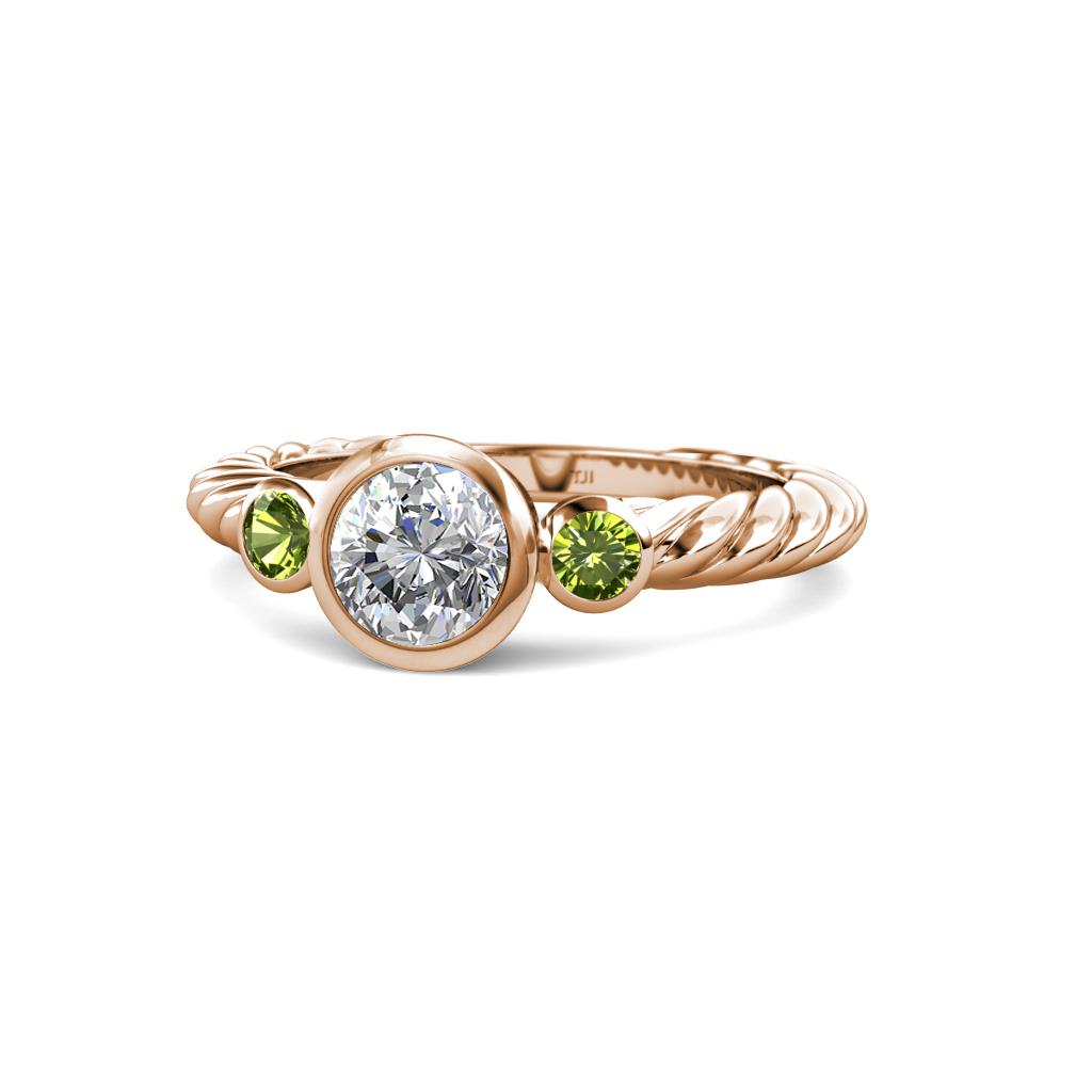 Azalea Peridot and Lab Grown Diamond Three Stone Engagement Ring 