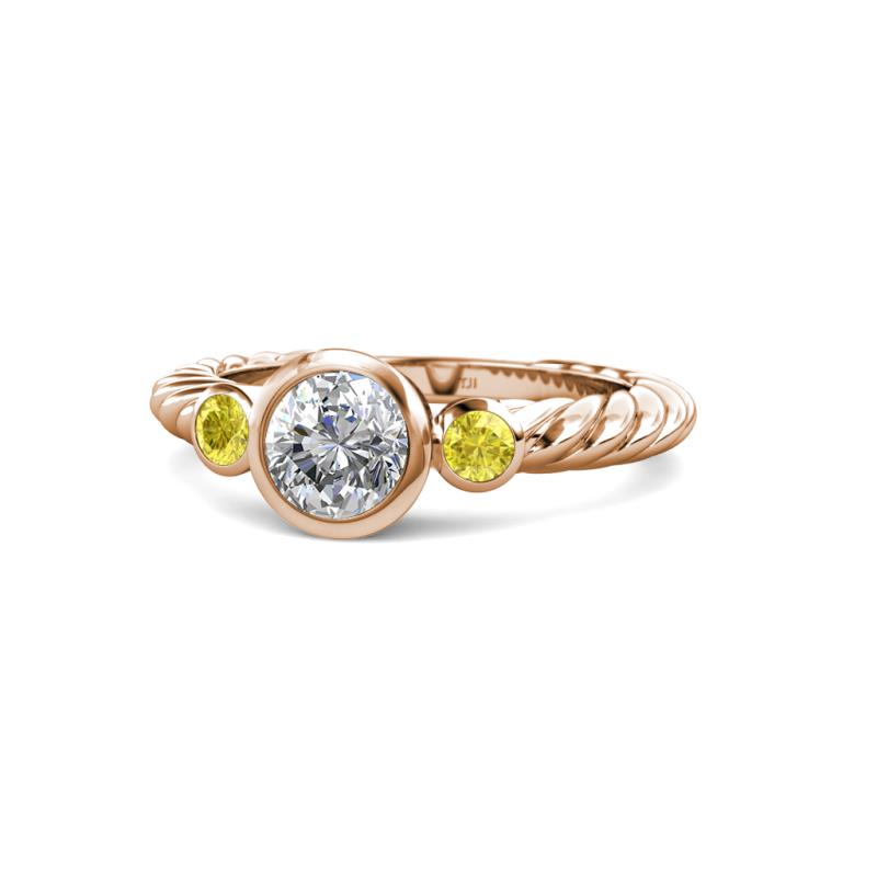 Azalea Yellow Sapphire and Lab Grown Diamond Three Stone Engagement Ring 