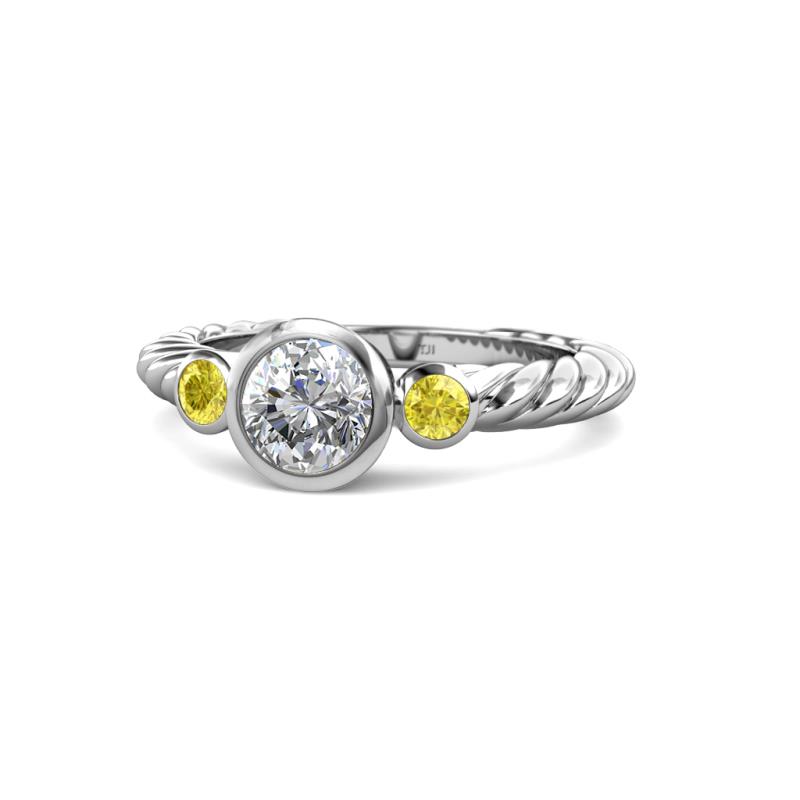 Azalea Yellow Sapphire and Lab Grown Diamond Three Stone Engagement Ring 