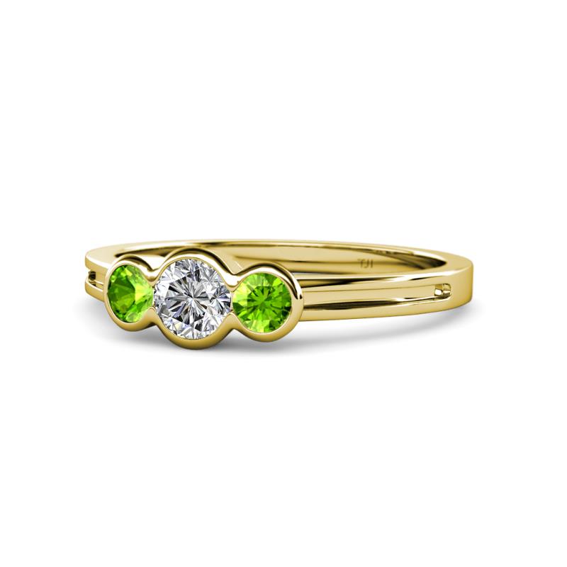 Irina 0.54 ctwLab Grown Diamond With Side Peridot Three Stone Engagement Ring 