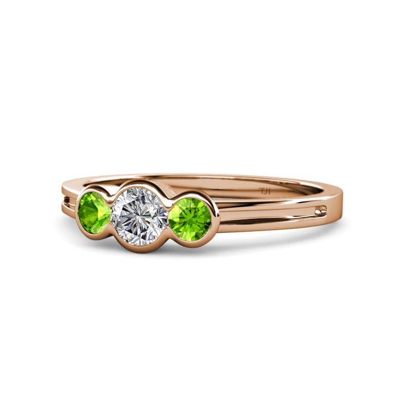 Irina 0.54 ctwLab Grown Diamond With Side Peridot Three Stone Engagement Ring 