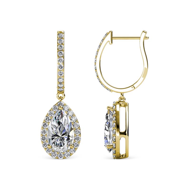Ilona 1.94 ctw Diamond Pear Shape (7x5 mm) with accented Diamond Halo Dangling Earrings 