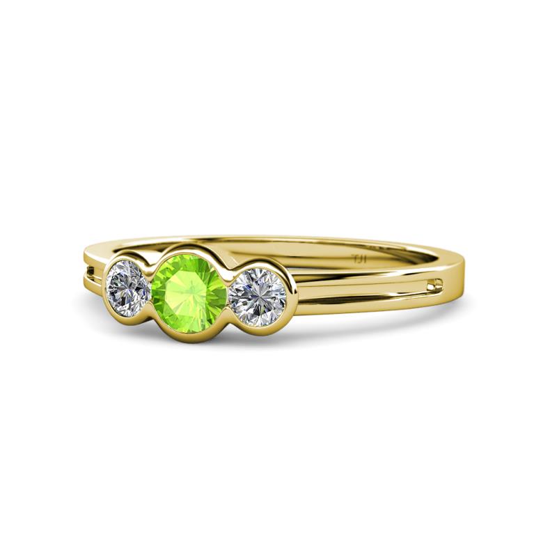 Irina Peridot and Lab Grown Diamond Three Stone Engagement Ring 