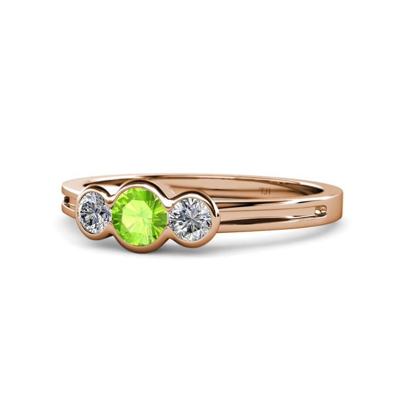 Irina Peridot and Lab Grown Diamond Three Stone Engagement Ring 