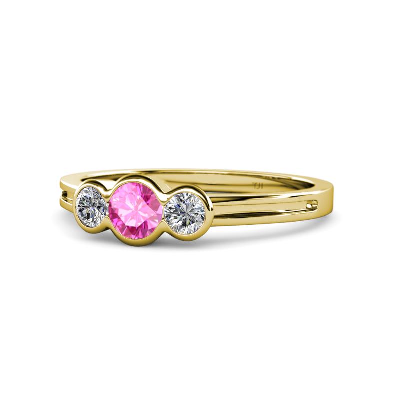 Irina Pink Sapphire and Lab Grown Diamond Three Stone Engagement Ring 