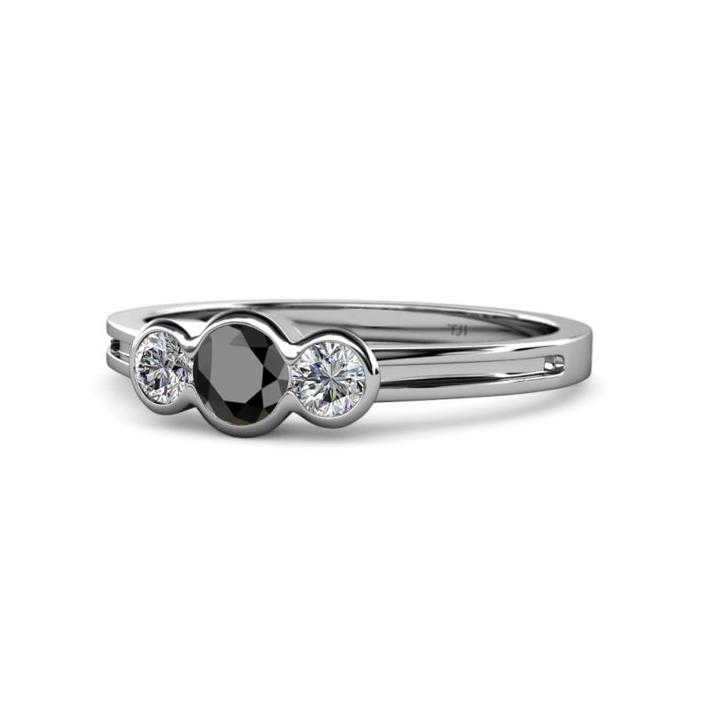 Irina Black Diamond and White Lab Grown Diamond Three Stone Engagement Ring 