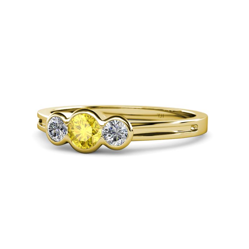 Irina Yellow Sapphire and Lab Grown Diamond Three Stone Engagement Ring 
