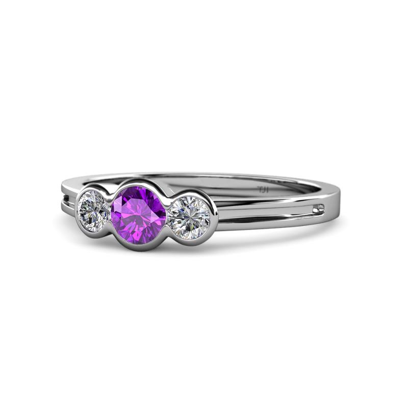 Irina Amethyst and Lab Grown Diamond Three Stone Engagement Ring 