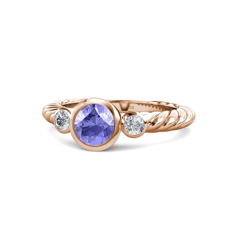 Azalea Tanzanite and Lab Grown Diamond Three Stone Engagement Ring 