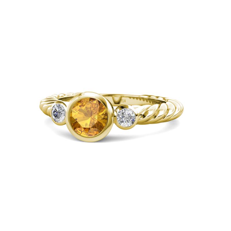 Azalea Citrine and Lab Grown Diamond Three Stone Engagement Ring 