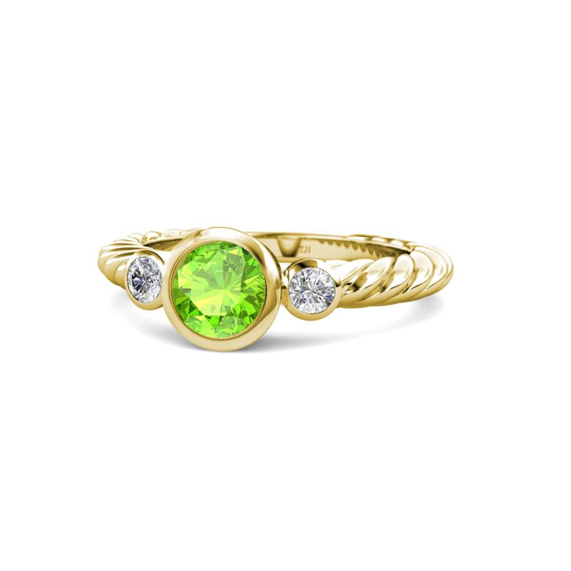 Azalea Peridot and Lab Grown Diamond Three Stone Engagement Ring 