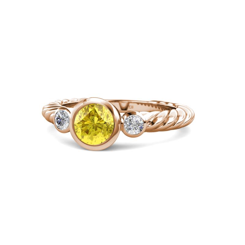 Azalea Yellow Sapphire and Lab Grown Diamond Three Stone Engagement Ring 