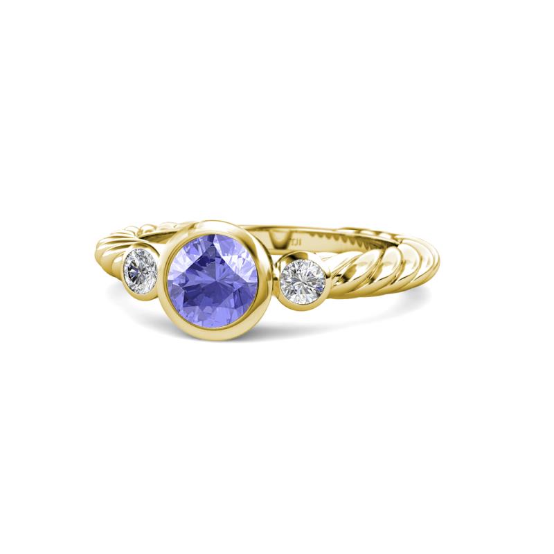 Azalea Tanzanite and Lab Grown Diamond Three Stone Engagement Ring 