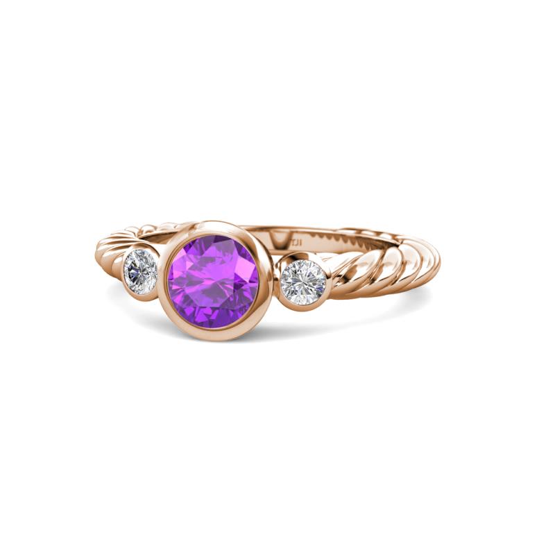 Azalea Amethyst and Lab Grown Diamond Three Stone Engagement Ring 