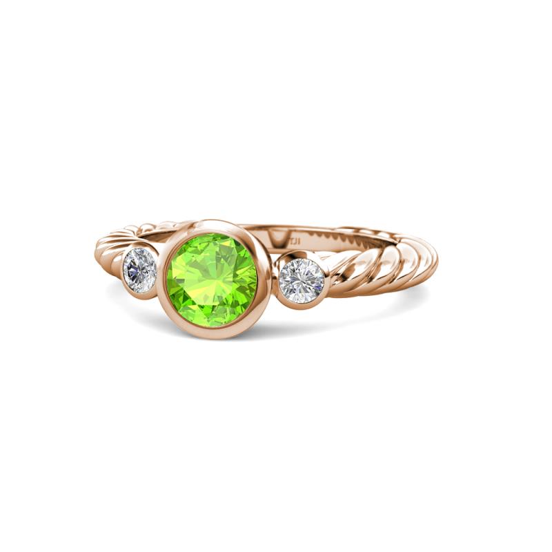 Azalea Peridot and Lab Grown Diamond Three Stone Engagement Ring 
