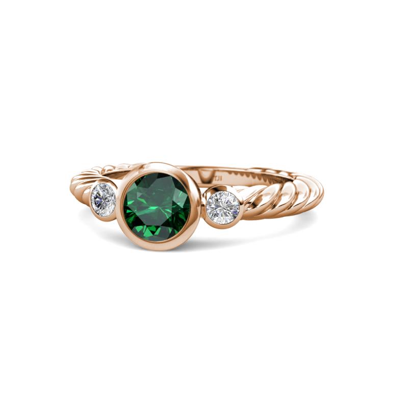 Azalea Emerald and Lab Grown Diamond Three Stone Engagement Ring 