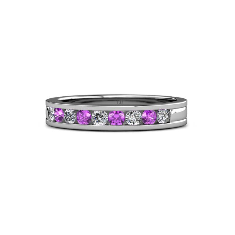 Vanna 2.20 mm Amethyst and Lab Grown Diamond 9 Stone Wedding Band 