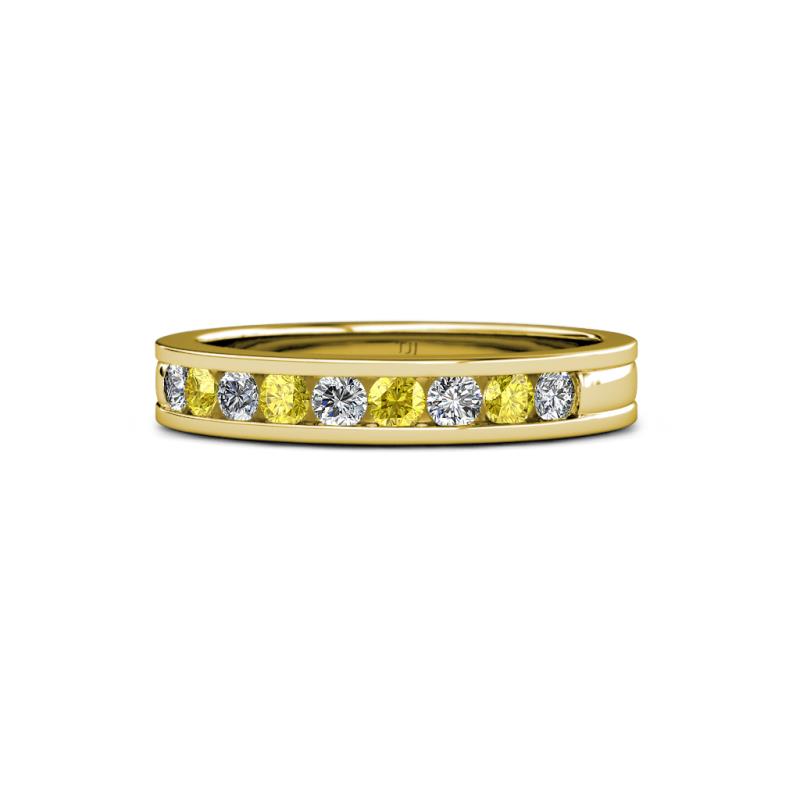 Vanna 2.20 mm Yellow Sapphire and Lab Grown Diamond 9 Stone Wedding Band 