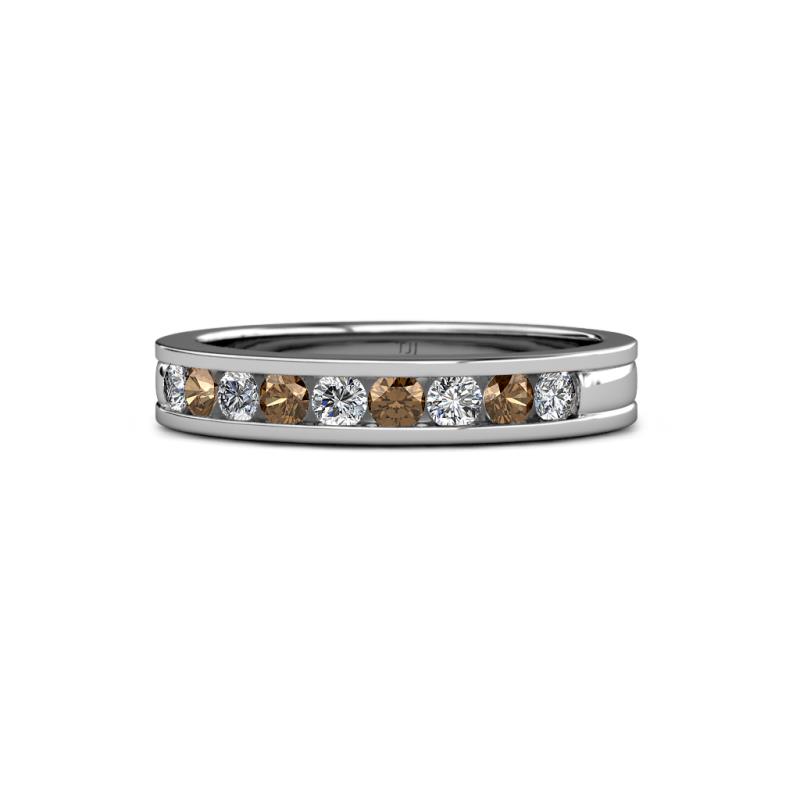 Vanna 2.20 mm Smoky Quartz and Lab Grown Diamond 9 Stone Wedding Band 