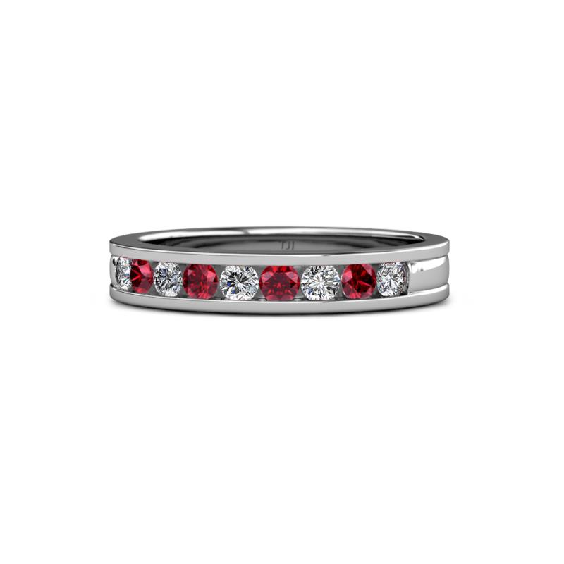 Vanna 2.20 mm Ruby and Lab Grown Diamond 9 Stone Wedding Band 