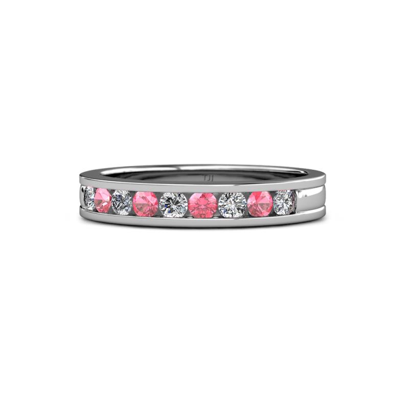 Vanna 2.20 mm Pink Tourmaline and Lab Grown Diamond 9 Stone Wedding Band 