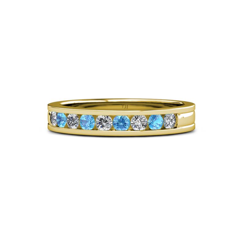 Vanna 2.20 mm Blue Topaz and Lab Grown Diamond 9 Stone Wedding Band 
