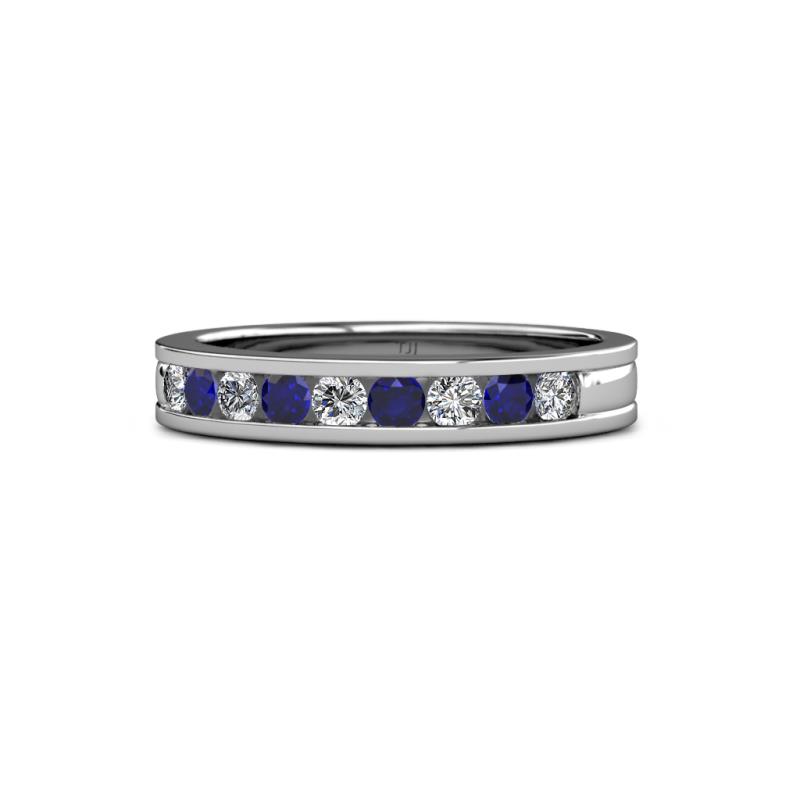 Vanna 2.20 mm Blue Sapphire and Lab Grown Diamond 9 Stone Wedding Band 