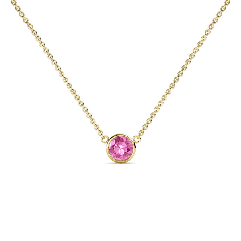 Merilyn 4.00 mm Round Pink Sapphire Bezel Set Solitaire Pendant 