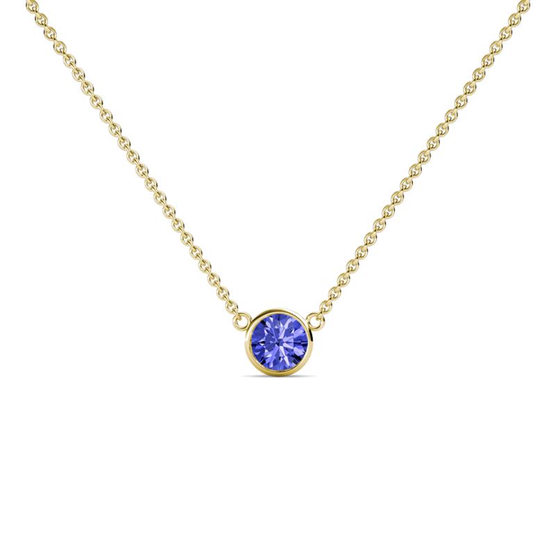 Merilyn 4.00 mm Round Tanzanite Bezel Set Solitaire Pendant 
