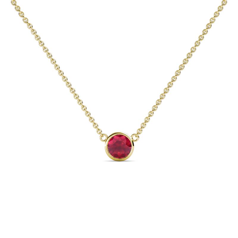Merilyn 4.00 mm Round Ruby Bezel Set Solitaire Pendant 