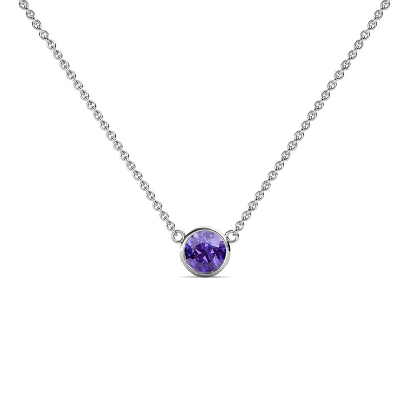 Merilyn 4.00 mm Round Iolite Bezel Set Solitaire Pendant 