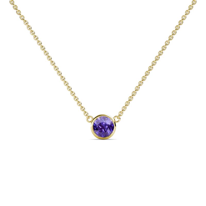 Merilyn 4.00 mm Round Iolite Bezel Set Solitaire Pendant 