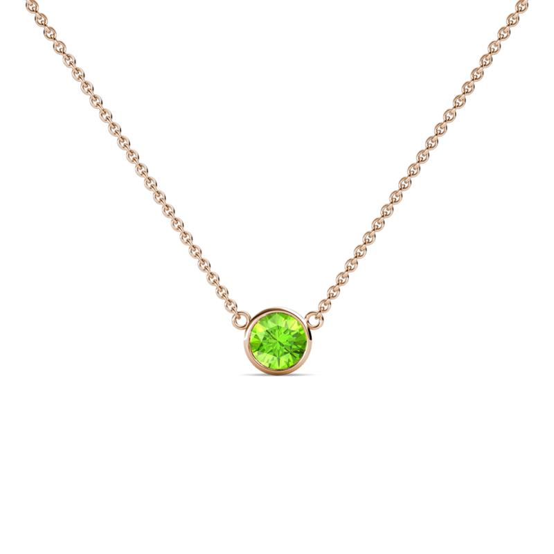 Merilyn 4.00 mm Round Peridot Bezel Set Solitaire Pendant 