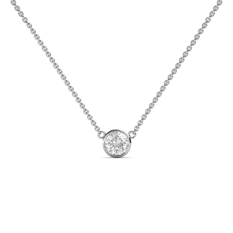 Merilyn 4.00 mm Round White Sapphire Bezel Set Solitaire Pendant 