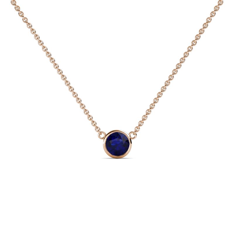 Merilyn 4.40 mm Round Blue Sapphire Bezel Set Solitaire Pendant 