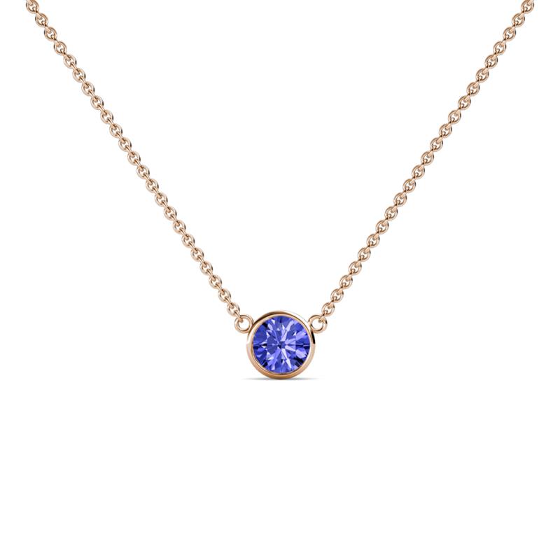 Merilyn 4.40 mm Round Tanzanite Bezel Set Solitaire Pendant 