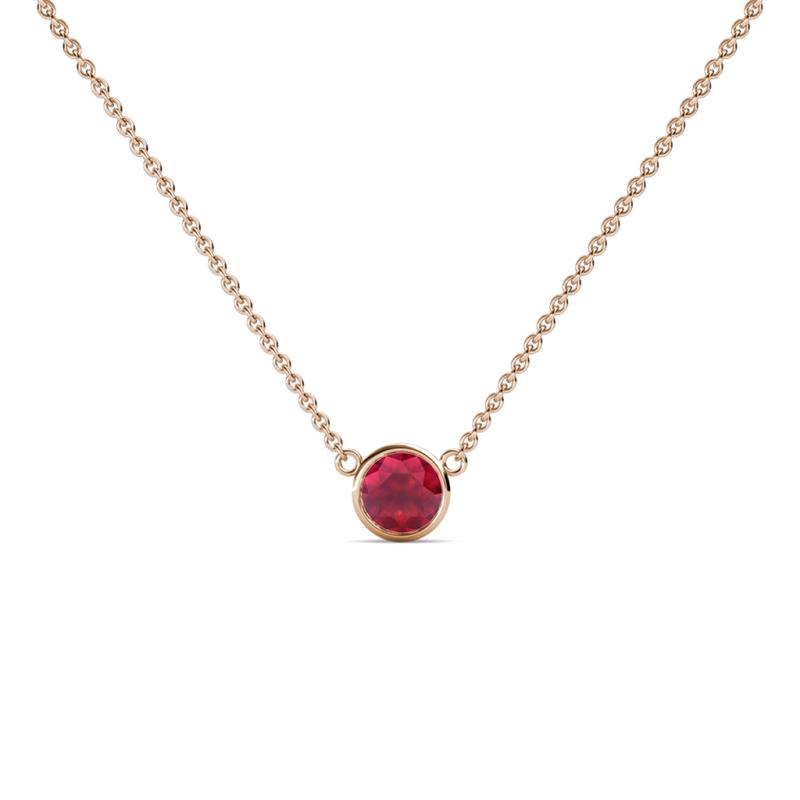 Merilyn 4.40 mm Round Ruby Bezel Set Solitaire Pendant 