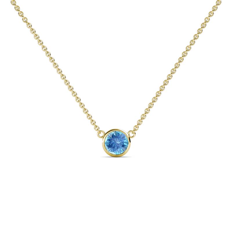 Merilyn 4.40 mm Round Blue Topaz Bezel Set Solitaire Pendant 