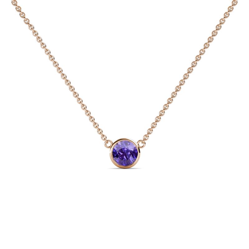 Merilyn 4.40 mm Round Iolite Bezel Set Solitaire Pendant 
