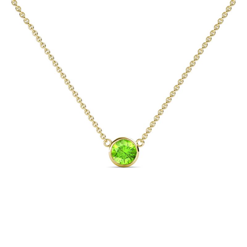 Merilyn 4.40 mm Round Peridot Bezel Set Solitaire Pendant 