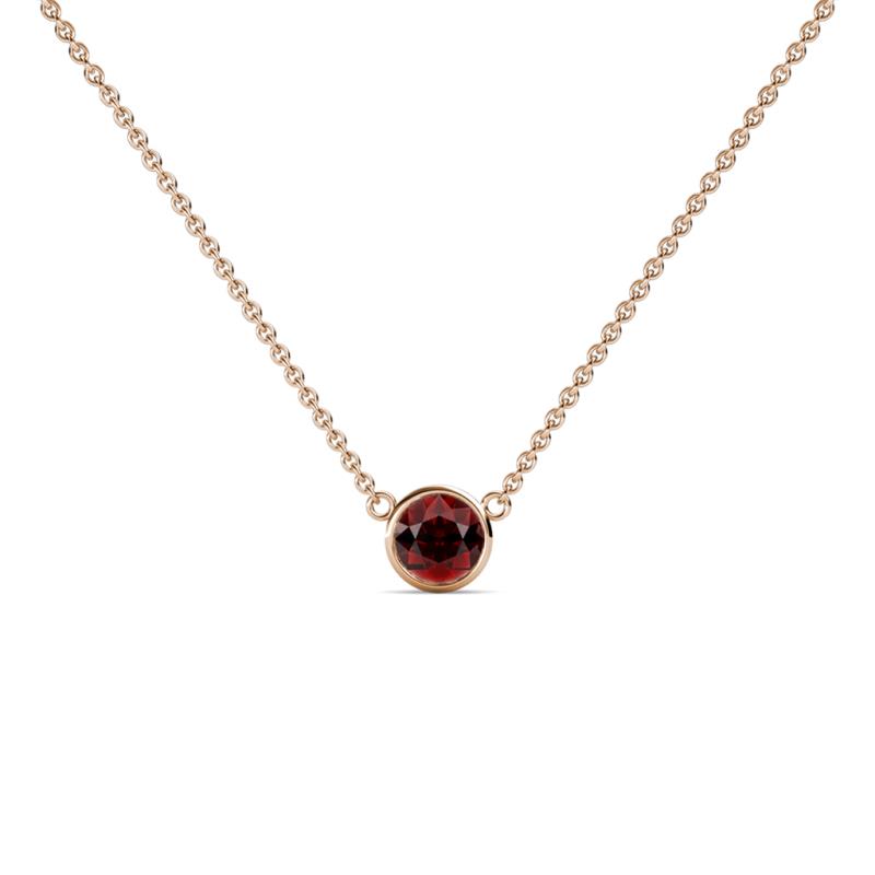 Merilyn 4.40 mm Round Red Garnet Bezel Set Solitaire Pendant 